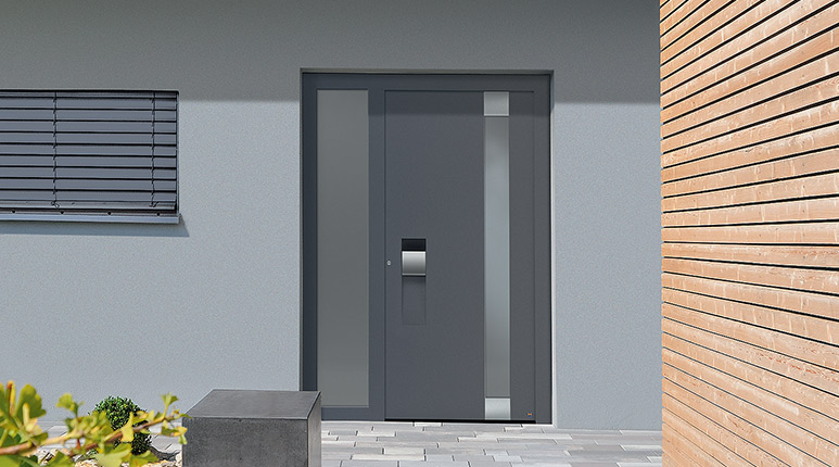 Porte d’entrée en aluminium Hörmann ThermoCarbon